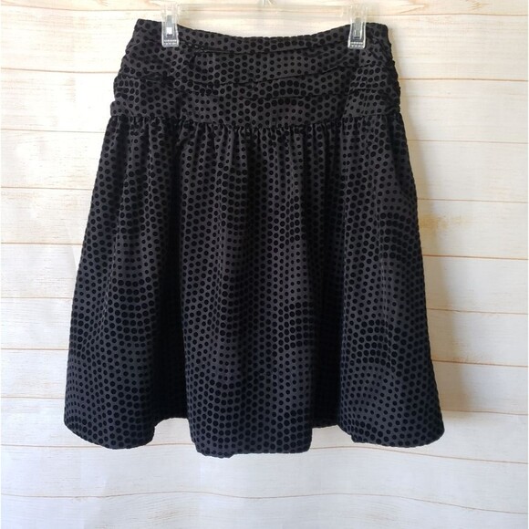 Maeve Taffeta Textured Velvet Polka Dot Skirt Black Size 10 Party Cocktail Skirt - Picture 5 of 14